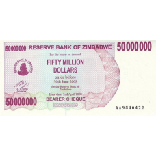 P57 Zimbabwe - 50.000.000 Dollars Year 2008/2008 (Bearer Cheque)